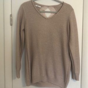 Tan with golden accent sweater.